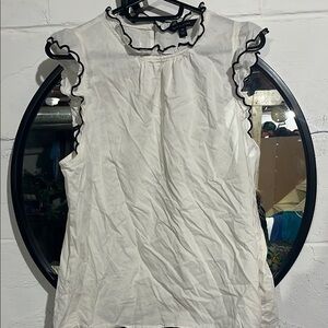 White Ruffled sleeveless BR top